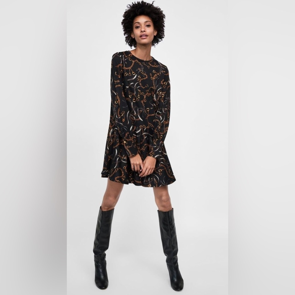 Zara long leaves dress